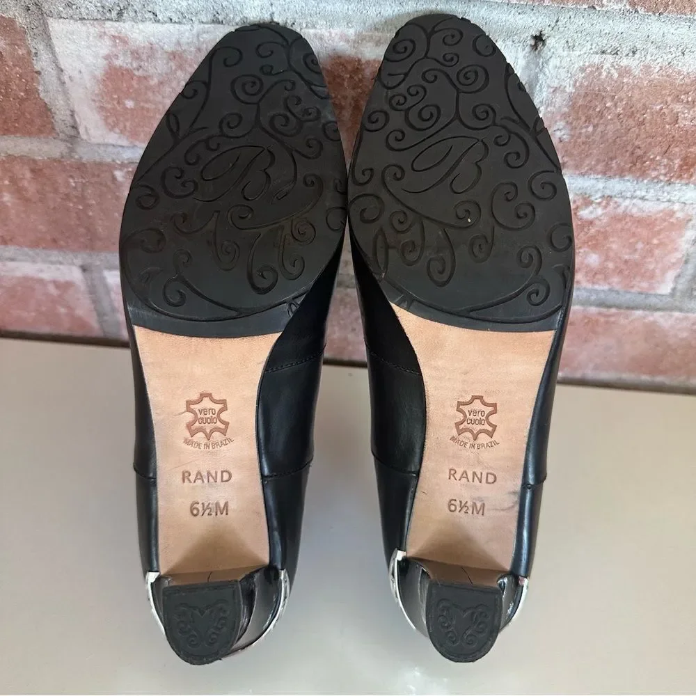 Brighton Rand Booties Heels Metal Witchy Vintage Women’s 6.5 Black Dark Academia
